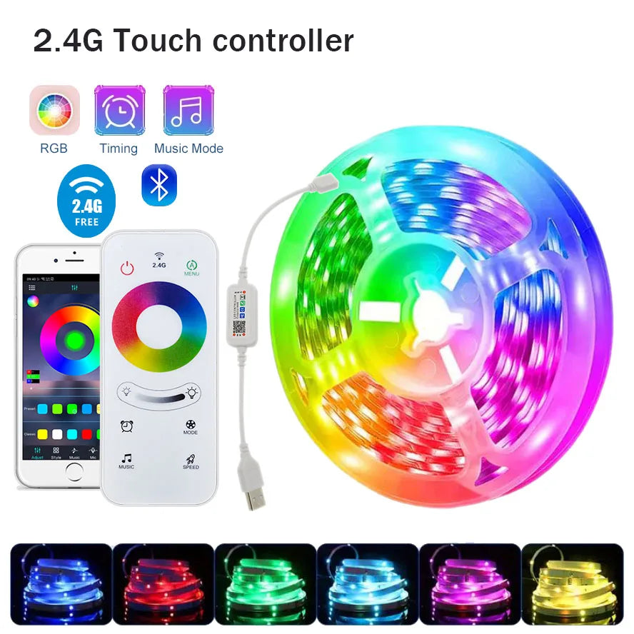 RGB Led Strip Lights 5m 10m 20m 30m Led Room Light with APP Control Flexible Ribbon Luces Led Tape for Room Bedroom Decoration