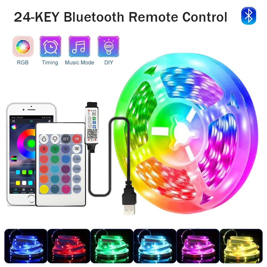 RGB Led Strip Lights 5m 10m 20m 30m Led Room Light with APP Control Flexible Ribbon Luces Led Tape for Room Bedroom Decoration